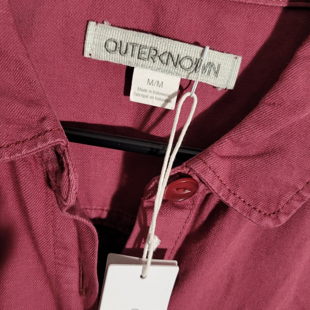 Outerknown S.E.A. Long Sleeve Organic Cotton Linen Jumpsuit Sz M Wine Coverall - Picture 7 of 11